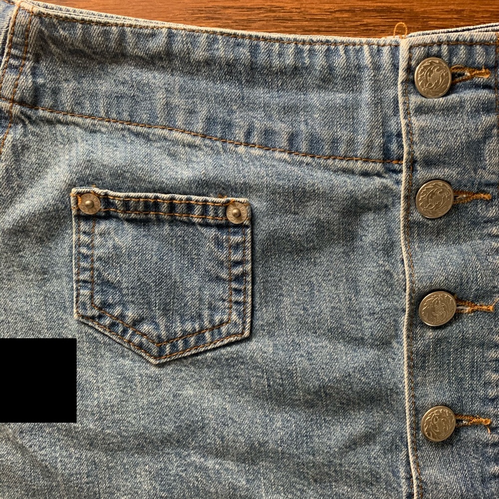 Vintage 90s Button Front Mini Jean Skirt - Picture 3 of 4